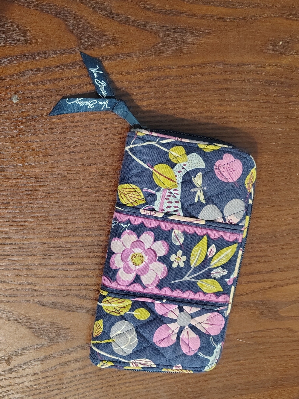 Vera Bradley Floral Quilted Phone Wallet - Navy Pink